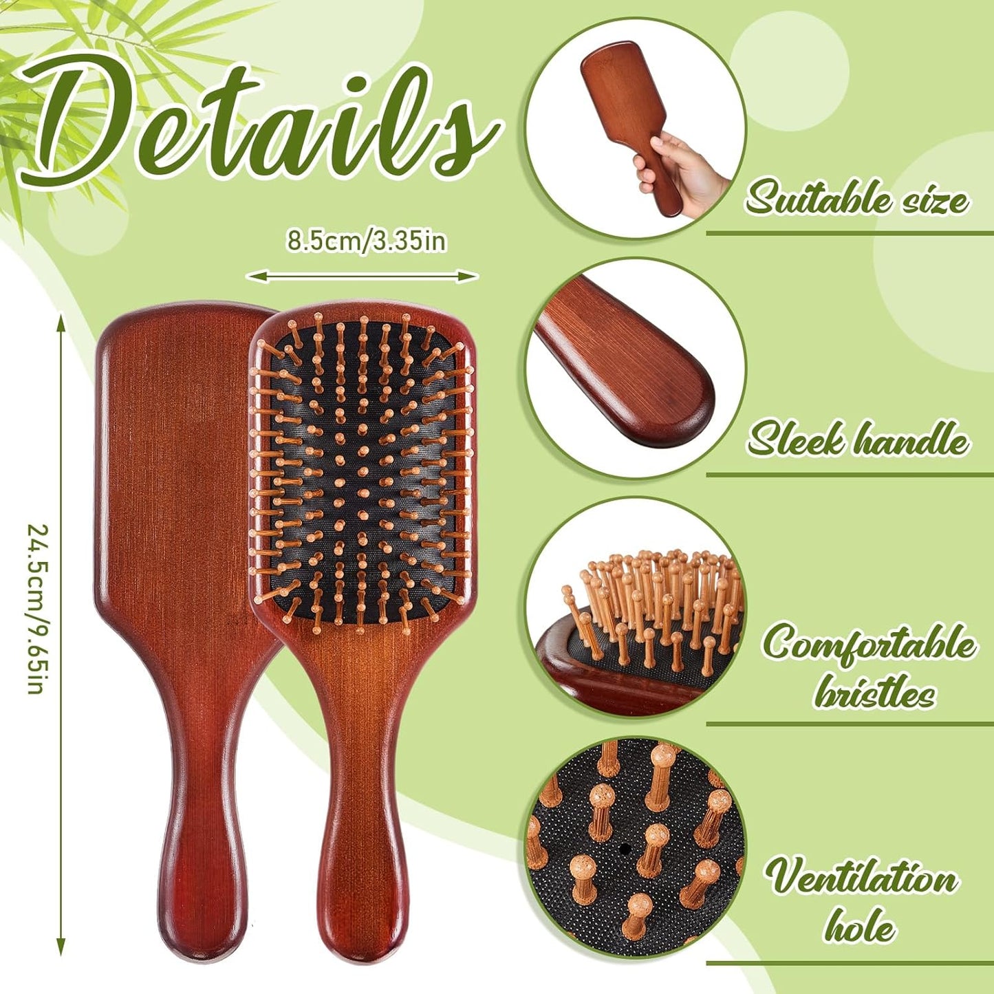 Tessco for you 12 Pcs Christmas Bamboo Hair Brushes Thanksgiving Bulk Wooden Paddle Brush Scalp Massage Bristle Anti Static Engraving DIY Gift for Women Wedding(9.65'' X 3.35'',Deep Brown-black)