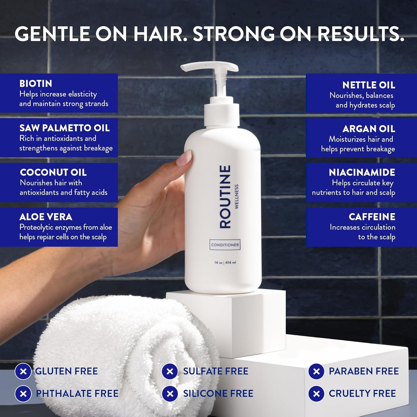 Routine Wellness Anti-Thinning Deep Conditioner for Thinning Hair - DHT Blocker for Hair Loss in Men & Women - Promotes Healthy Hair - Jasmine & Rosewater 14oz