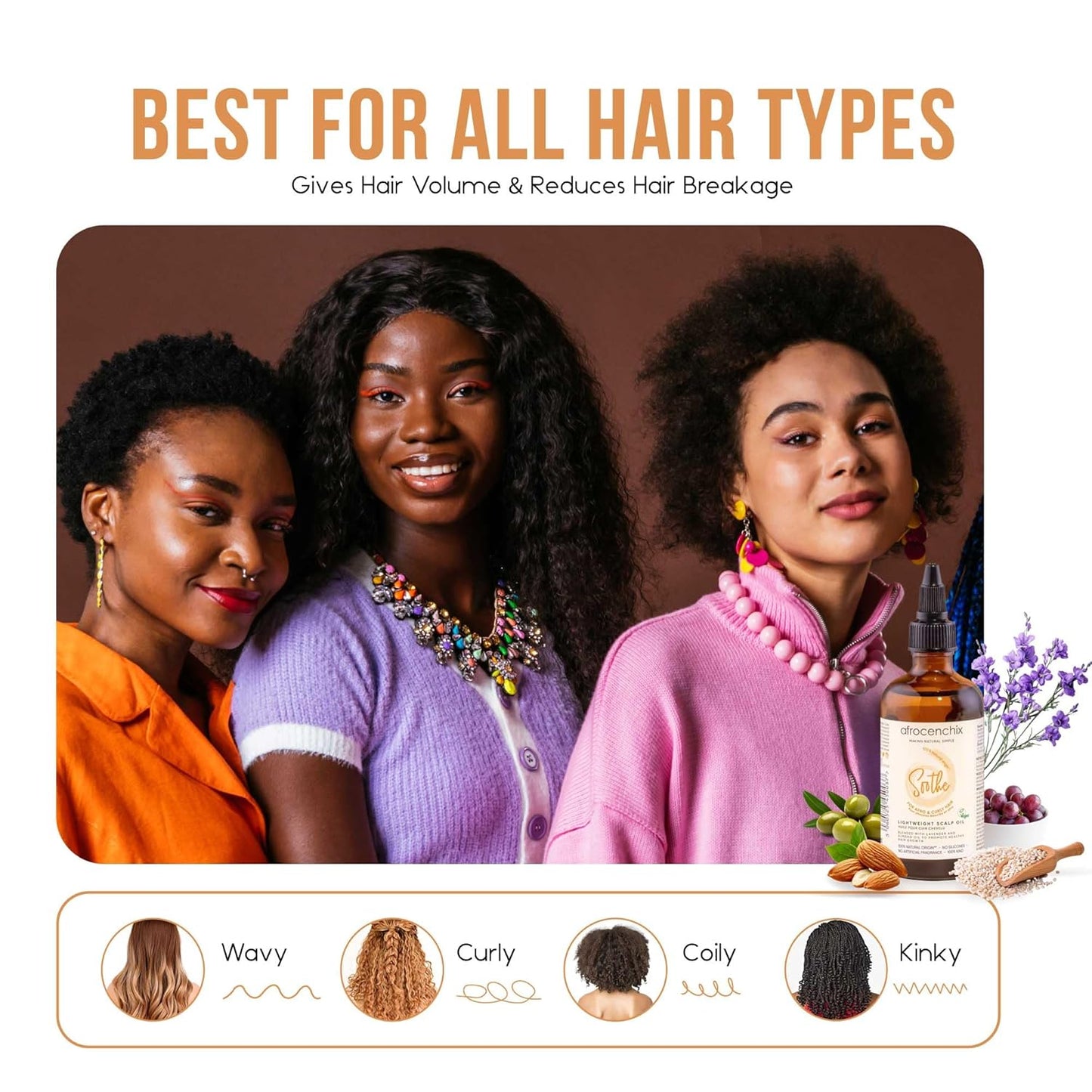 Afrocenchix Soothe Scalp Oil – Growth Oil Treatment for Afro & Curly Hair – Itchy Scalp Relief, Moisture, Vegan – 100ml