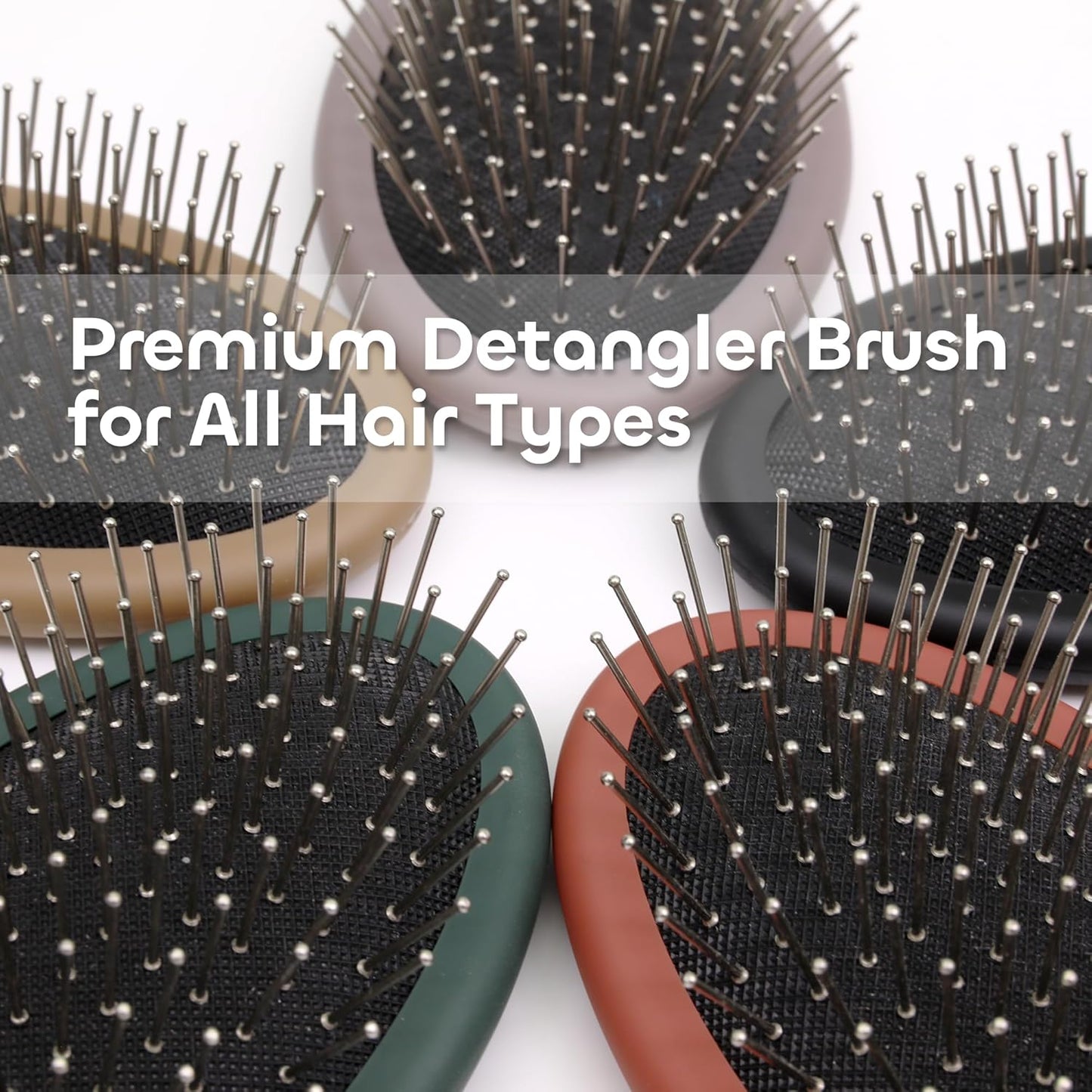 WeiLa Anti-Static Hair Brush Oval, Stainless-Steel Bristles Detangler for Wigs & Hair, ABS Handle (Tektite Black + Blue, Couple)