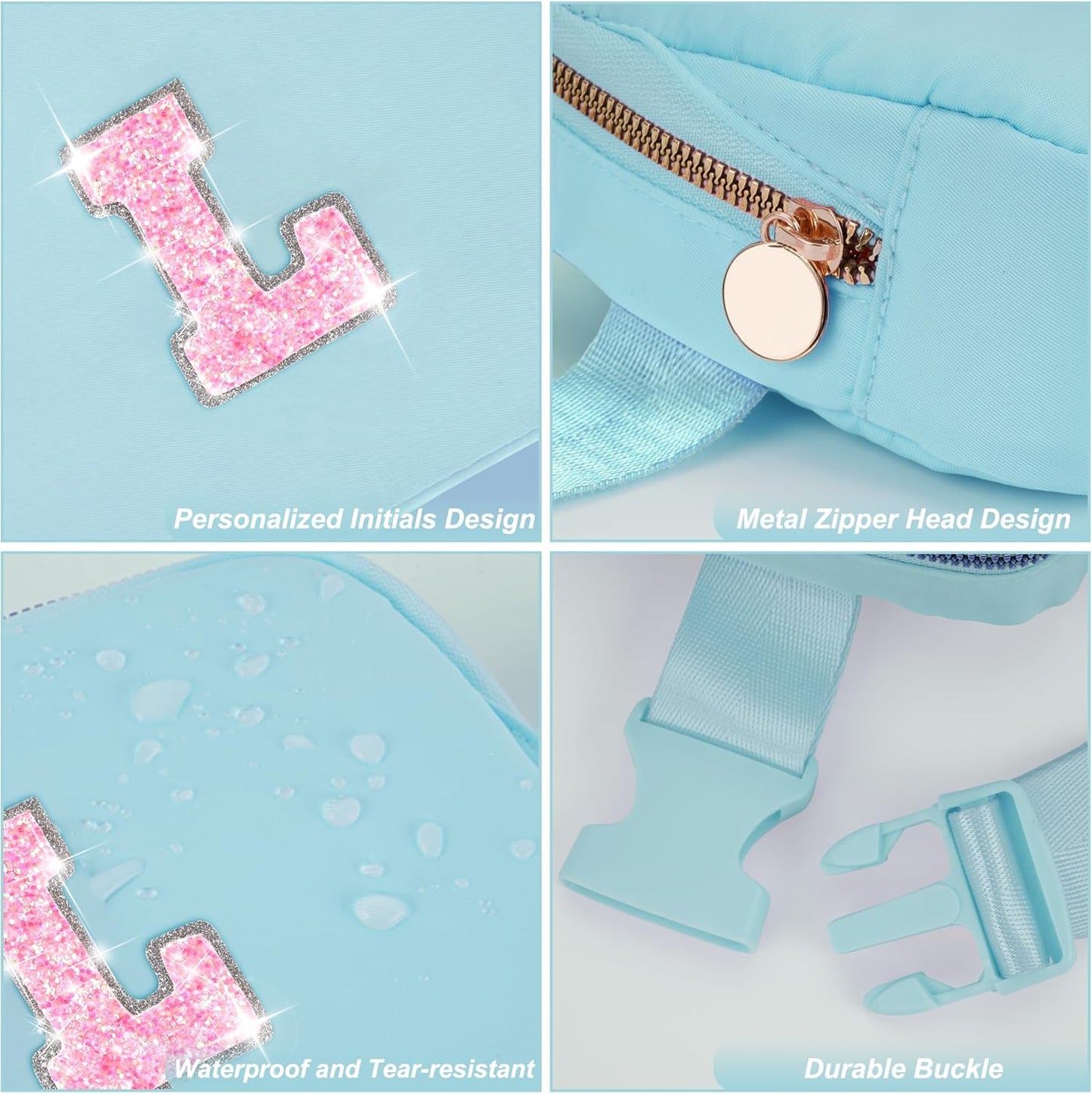 Fanny Pack Belt Bag Crossbody Bags with Initials Letter Patch Trendy Stuff for Teens Cute Stuff Birthday Gifts for Teenager Girls | L,Blue Bag