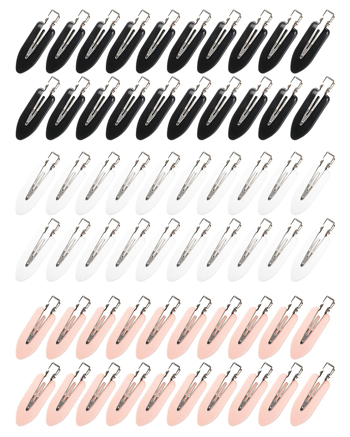No Bend Hair Clips - 60 Pcs Creaseless Clips for Sectioning, 2.3in Makeup Styling Clips in 3 Colors