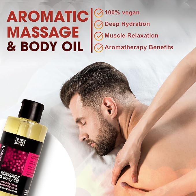 Massage Oil for Sore Muscles - Premium Massage and Body Oil for Massage Therapy - Vitamin E Infused - Blend with Essential Oils.
