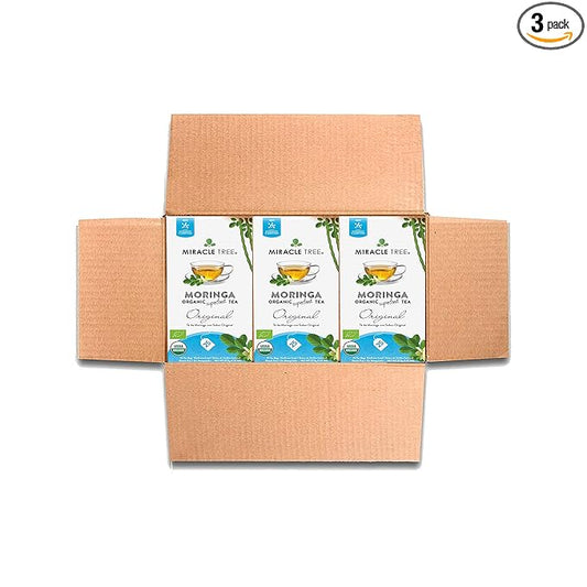 Miracle Tree - 3 Count of Organic Moringa Superfood Tea, 25 Individually Sealed Tea Bags, Original (Keto, Detox, Energy/Immunity Booster, Vegan, Gluten-Free, Organic, Non-GMO, Caffeine-Free)