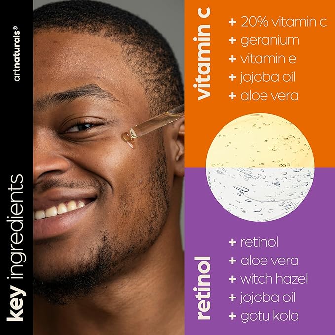 Vitamin C Serum Skin Care 2-Piece Set: Includes Retinol – Anti-Aging, Skin Brightening, Hydrating, Wrinkle Reduction, Dark Spot Corrector (1 Fl Oz (Pack of 2))