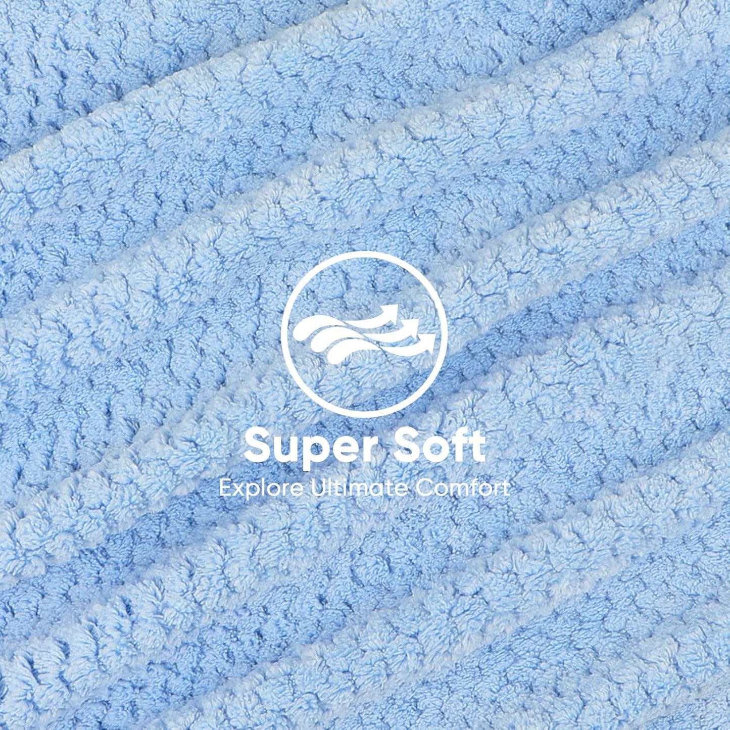 HOMEXCEL Blue Microfiber Hair Towels 5 Pack- 40 x 20 inches Super Soft, Fast Drying Turbans for Long, Thick, Curly Hair - Anti Frizz Wrap with Elastic Strap, Blue/Pink/Grey