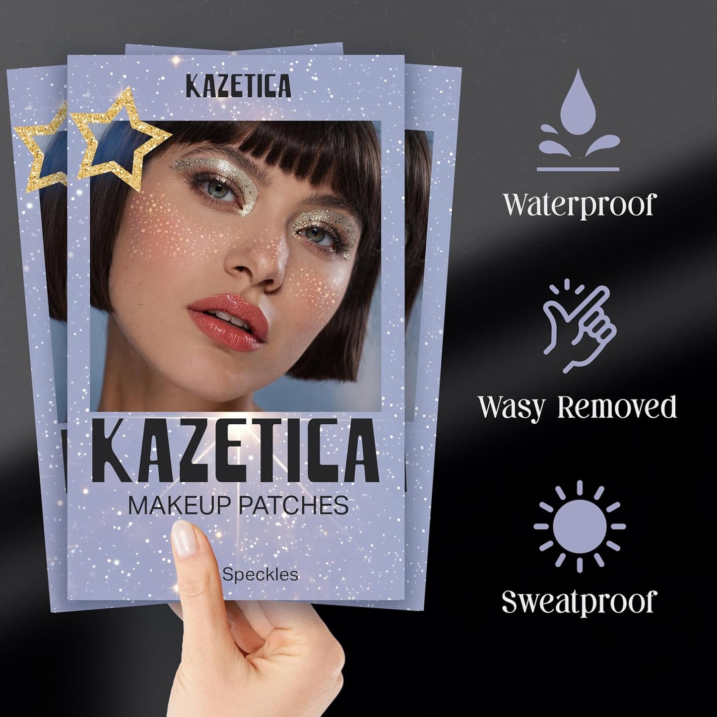 Glitter Freckles Face Tattoo, 10 Pcs Gold Face Glitter Freckles for Women, Festival Outfits for Women Rave Accessories Fake Tattoos, Sparkle Makeup Patches, Waterproof Speckles Patches,Mini Makeup