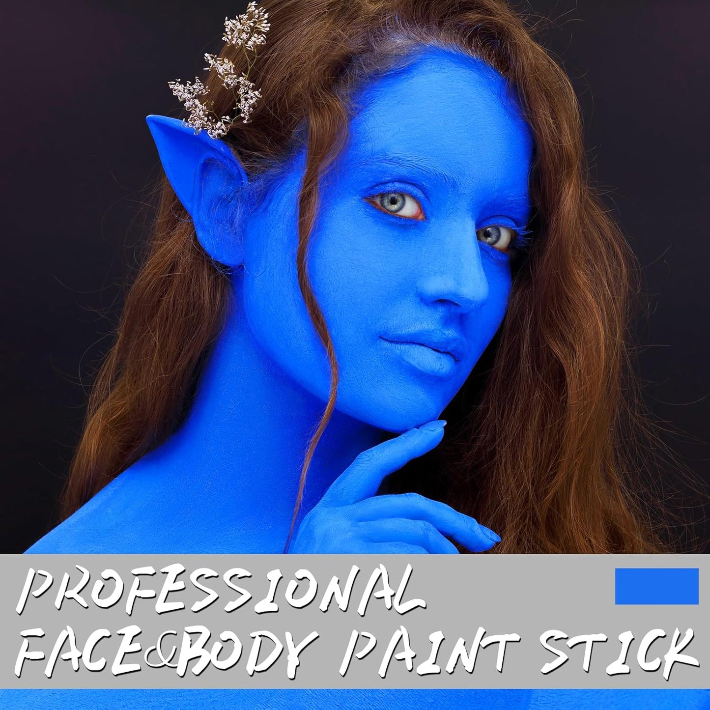 Blue Face Body Paint Stick, Eye Black Stick for Sports, Waterproof Full-Coverage Blue Face Makeup for Halloween Avatar Sally Smurf Mystique Cosplay Makeup