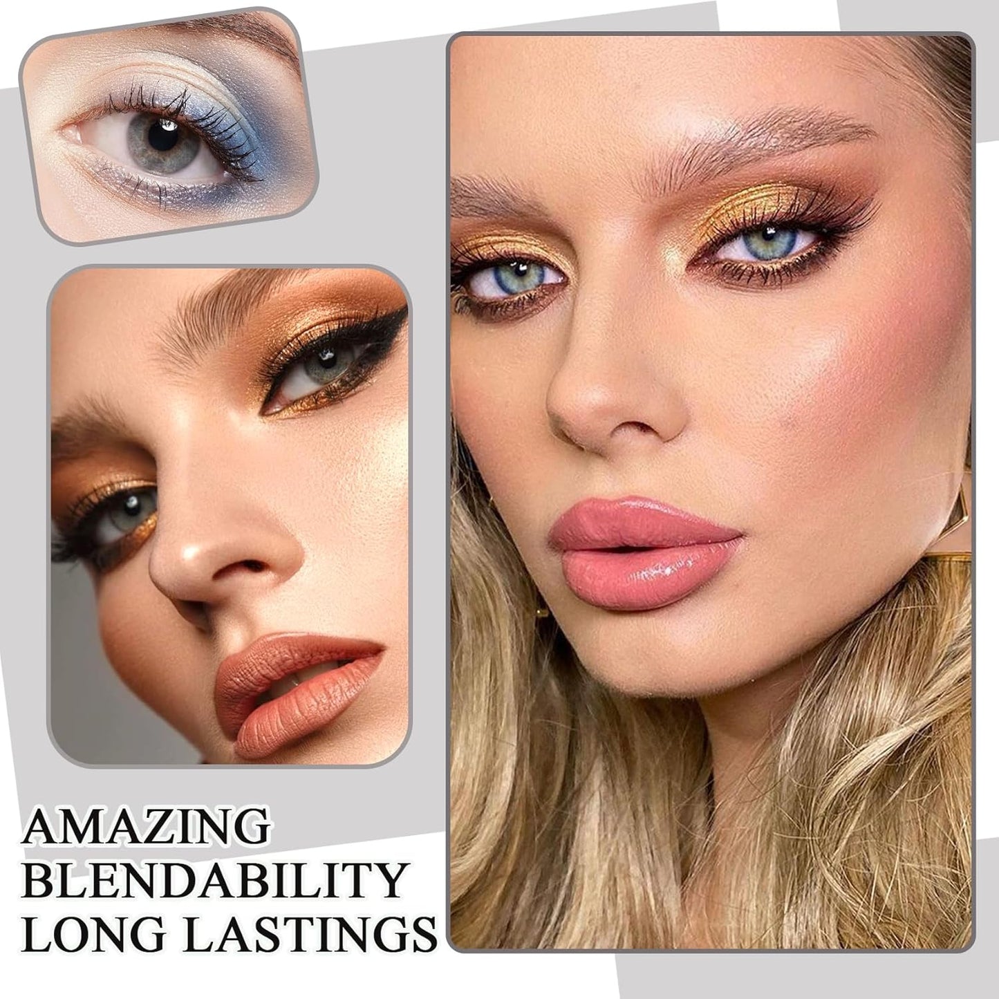 Black Grey Smoky Eyeshadow Palette,15 Colors Matte Shimmer Pigmented Eye Shadow Makeup Palette Set with 3 Eyeshadow Brushes,Glitter Eyeshadow Makeup Palette for Daily Halloween Goth Makeup(I)