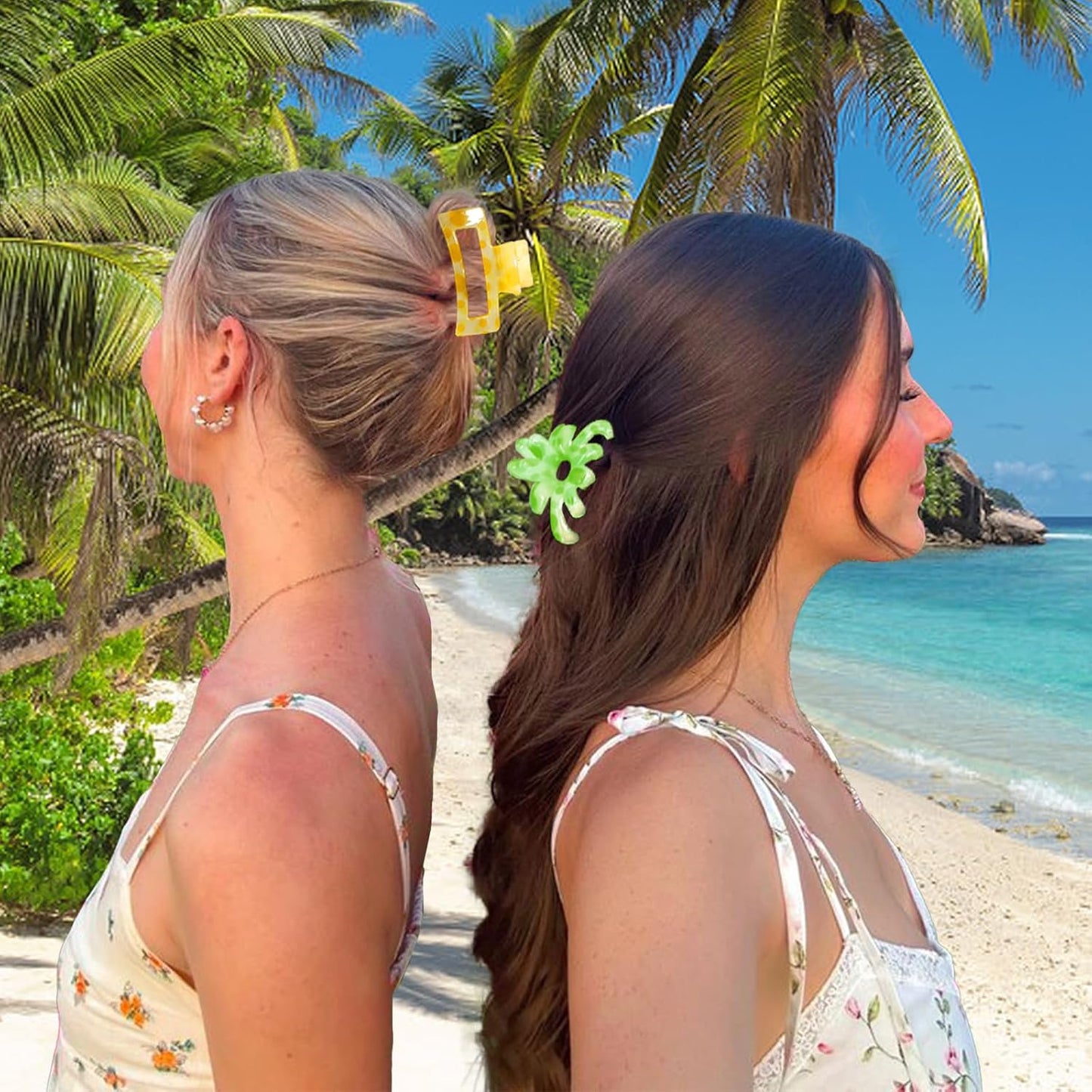 Hair Clips for Women,6PCS Big Flower Claw Clips for Thick Thin Hair,Strong Hold Cute Hair Accessories for Girls,Nonslip Beach Vacation Essentials Summer Accessories (neon)