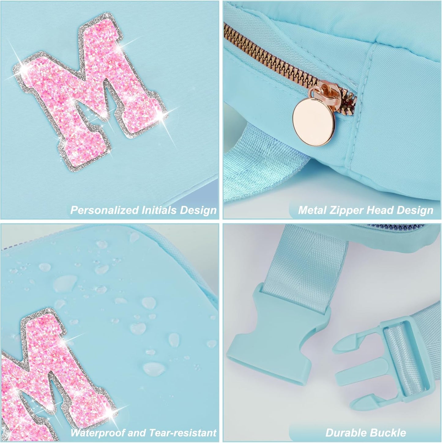 Fanny Pack Belt Bag Crossbody Bags with Initials Letter Patch Trendy Stuff for Teens Cute Stuff Birthday Gifts for Teenager Girls | M,Blue Bag