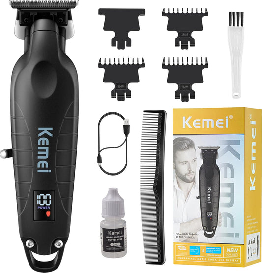 KEMEI 2293 Professional Hair/Beard Trimmer for Men Zero Gapped Hair Clippers for Barber with T Blade, Cordless Rechargeable