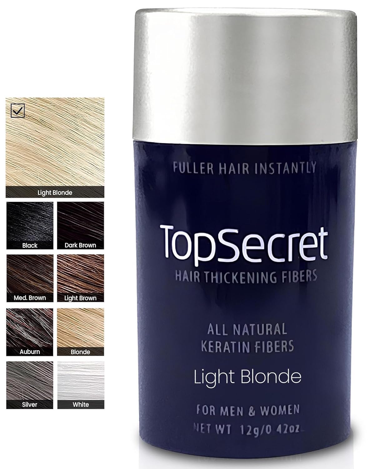 Top Secret Hair Thickening Building Fibers Refills - Undetectable & Natural Hair Filler - for Men & Women - Instantly Fill In Fine Thinning Hair - Weather & Sweat Resistant (Light Blonde, Regular)