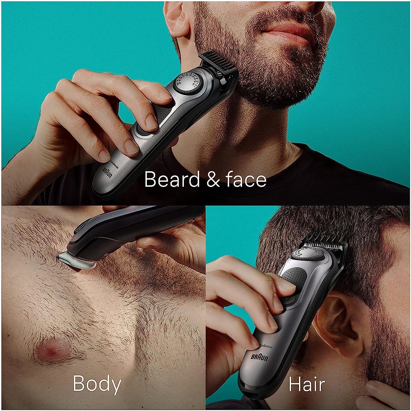 Braun All-in-One Men's Shaving Kit Series 7 7440, 12-in-1 Beard, Face, Nose, Ear Trimmer, Hair Clippers, Body Groomer and Manscaping + Travel Case + Charging Stand