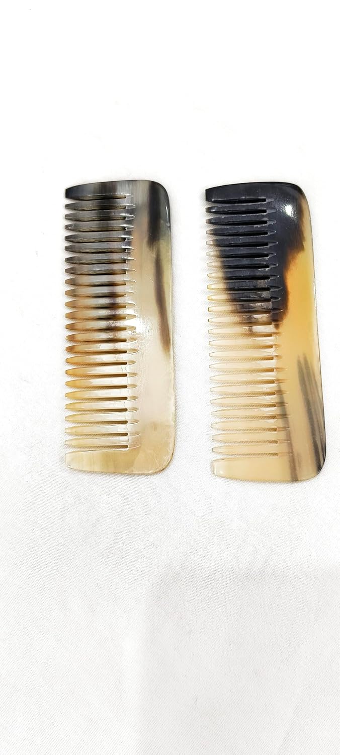 Generic Natural Buffalo Horn Comb, Anti Static, Fine Tooth Hair and Beard Comb (4 Inch)