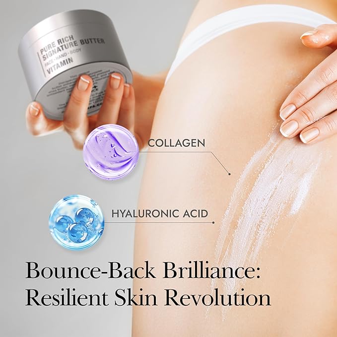 Moisturizing Body Butter – Rich Body Cream with Shea Butter, Ceramides, Collagen & Vitamin B5 to Repair & Soften Dry, Cracked Skin (Gold, 7.0 fl oz)