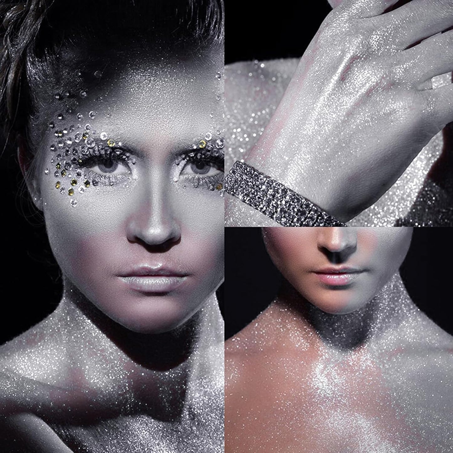 MEICOLY Silver Hair Body Glitter Spray,100ML(3.53OZ),Liquid Glitter Hairspray,Sparkle Glitter Spray for Hair/Body/Clothes,Body Shimmer for Skin,Lightweight,Long Lasting