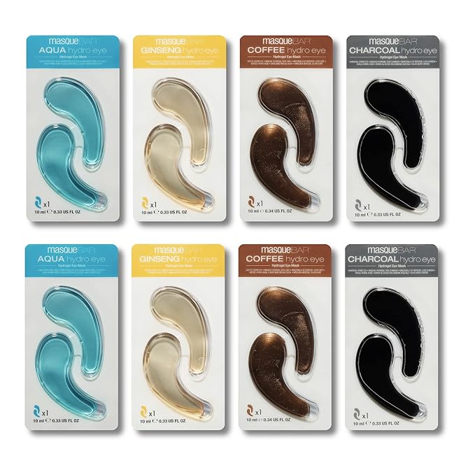 masque BAR Assorted Eye Patches (8 Pairs) - Korean Beauty Under Eye Bag Treatment - Moisturize and Hydrate Skin Around Eyes - Reduce Fine Lines, Wrinkles, Dark Circles and Crow's Feet