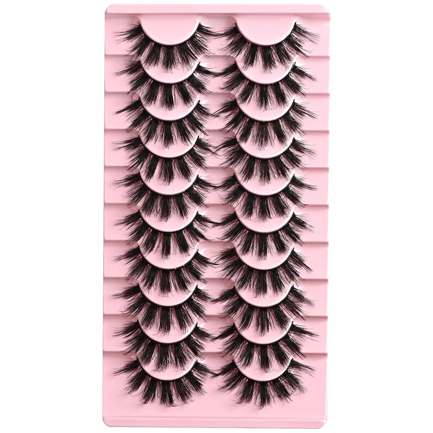 FARRED Fluffy Lashes Natural Eyelashes Short Wispy Eye Lash Strips 10 Pairs Separated Volume Eyelash Pack 17mm Dramatic Wispies Fake Strip Lashes Clusters Cat Eye Pestañas Spiky Look (C7 | 11-17MM)