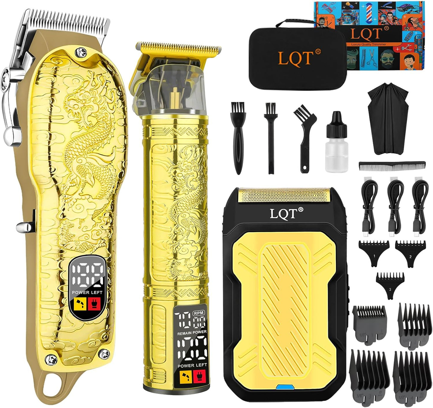 Professional Hair Clippers for Men,3 In1 Cordless Beard Trimmer Electric Shavers,T-Blade Barber and Set,Electric Cut Machines,Men’S Grooming Kit Gifts,for Home,