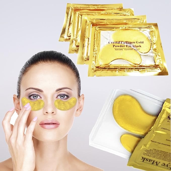 30 Pairs 24K Gold Eye Mask Powder Crystal Gel Collagen Natural Eye Pads For Anti-Aging & Moisturizing Reducing Dark Circles, Puffiness, Wrinkles