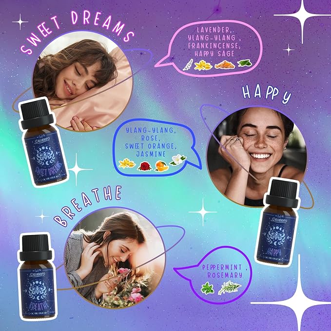 SALUBRITO Essential Oils Set, Wellness Aromatherapy Oil for Diffuser, Home, Candle, soap Making, Natural Blend Oils Gift for Women and Men, 6x10ml