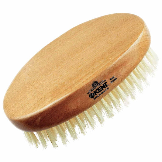 Kent BB Military Wave Hair Brush - 100% Natural Boar Bristle, Scalp Brush for Men's Grooming, Thinning Hair, Mustache and Beard Brush for Men Made in England"