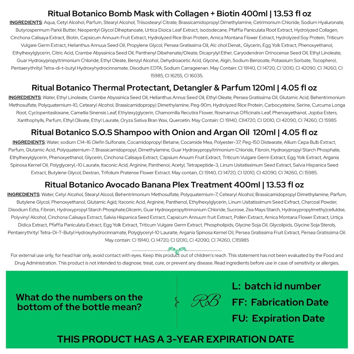 Aftercare for Ritual Botánico Keratina Orgánica | Treatment to Straighten, Repair and Relax Hair | All Natural, Organic & Vegan Ingredients | Product of Colombia | 4 Piece Kit