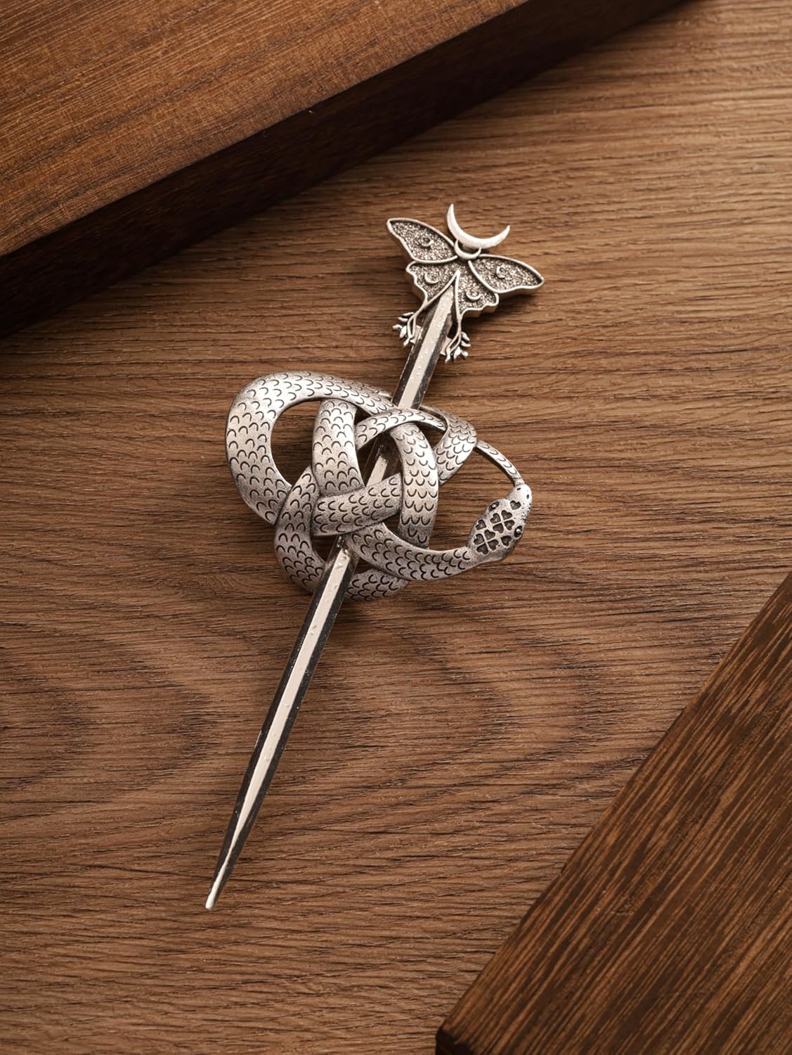 HAQUIL Viking Snake Moth Hairpin, Viking Celtic Knot Retro Hairpin, Minimalist Hair Accessories for Women