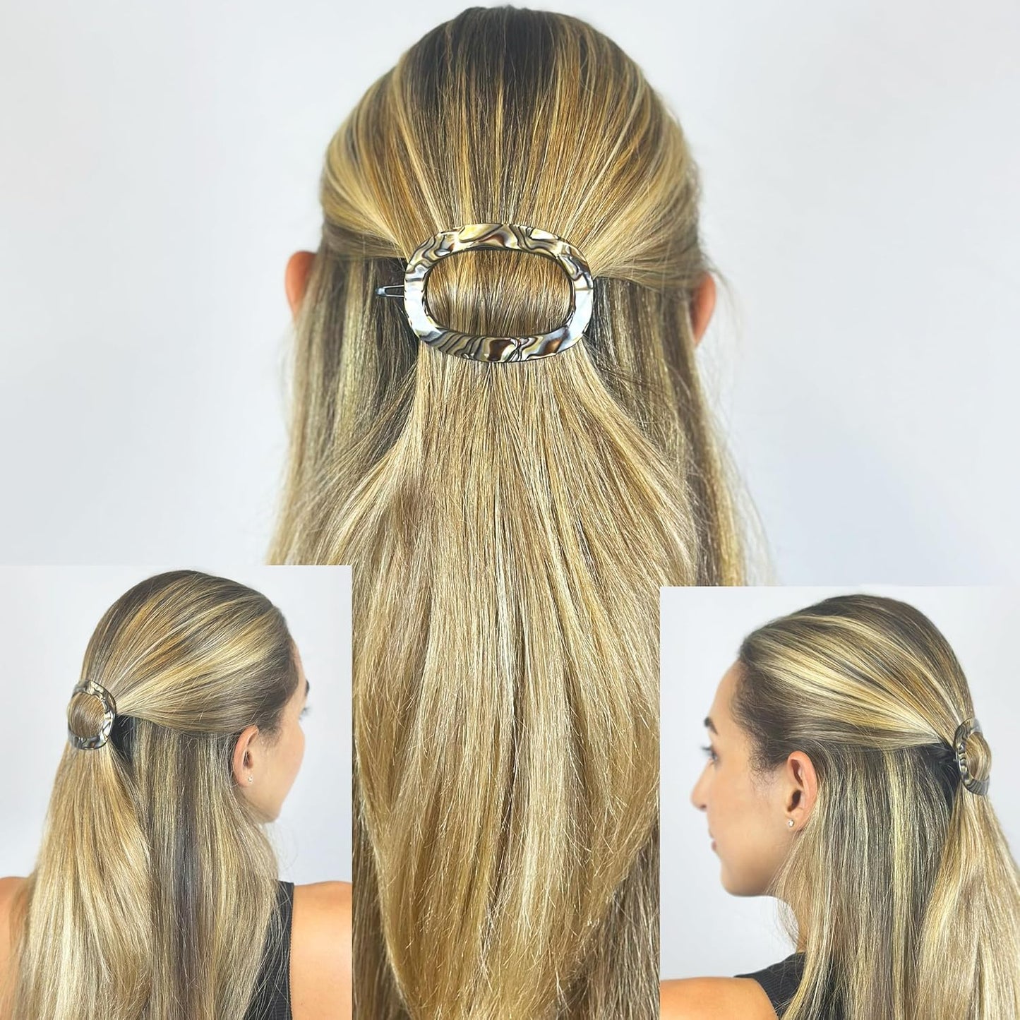 Camila Paris CP3355 French Hair Barrette Clip for Women, Handmade, Onyx, Slide-in Metal-Free Closure, Strong Hold Grip Hair Clips for Girls, No Slip Durable Styling Hair Accessories, Made in France