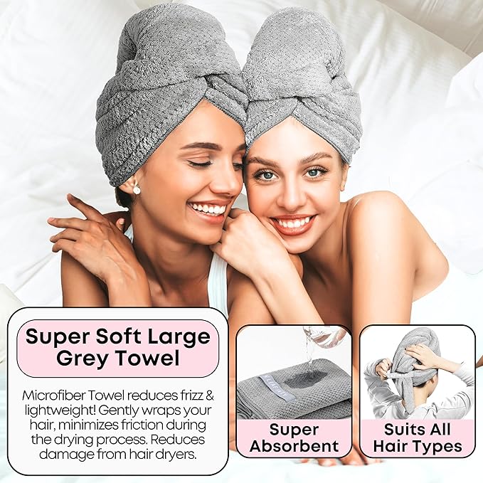 Bath Set for Women Christmas Beauty Spa Relaxation Kit: Includes Rice Shampoo Bar, Body Wash Bar, Soap Bar Holder, Wide-Tooth Hair Comb, and Microfiber Hair Towel – Perfect Bath Xmas Gifts for Women