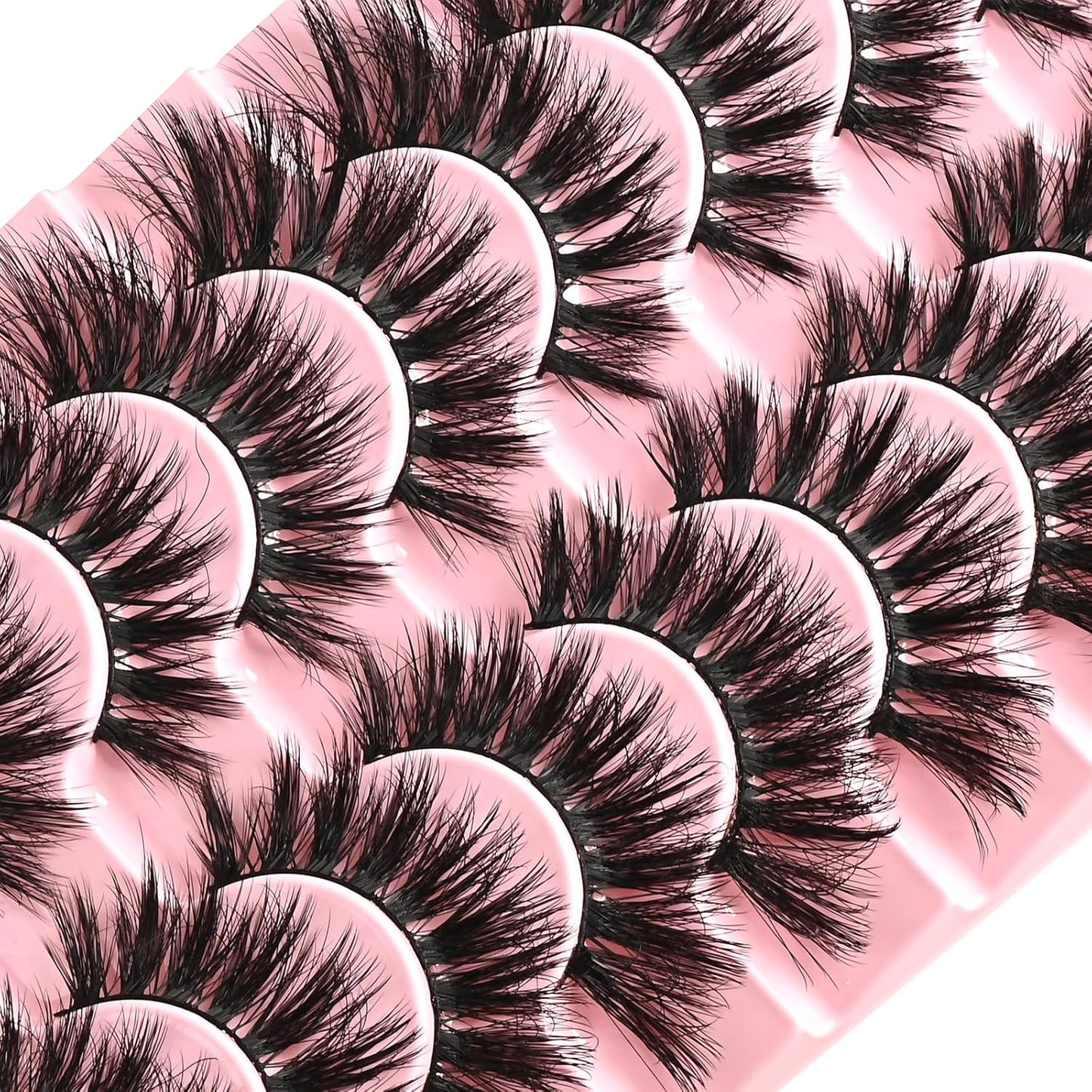 FARRED Cat Eye Lashes Fluffy False Eyelashes 10 Pairs Fake Eyelashes Natural Look Short Natural Lashes Cateye Lash Wispy Volume Eyelash Faux Mink Strip Lashes Pack for Daily Makeup (C8 | 9-17MM)