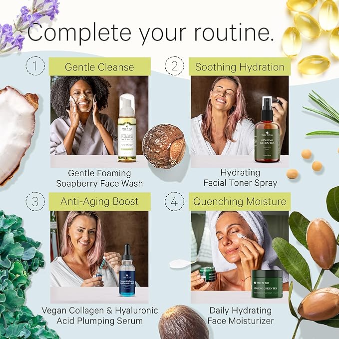 Tree To Tub Vegan Collagen Serum For Face - Botanically Enhanced Anti Aging & Plumping Serum For Women & Men With Sustainable Vegan Collagen For Face, Hyaluronic Acid, Blue Sea Kale & Green Tea