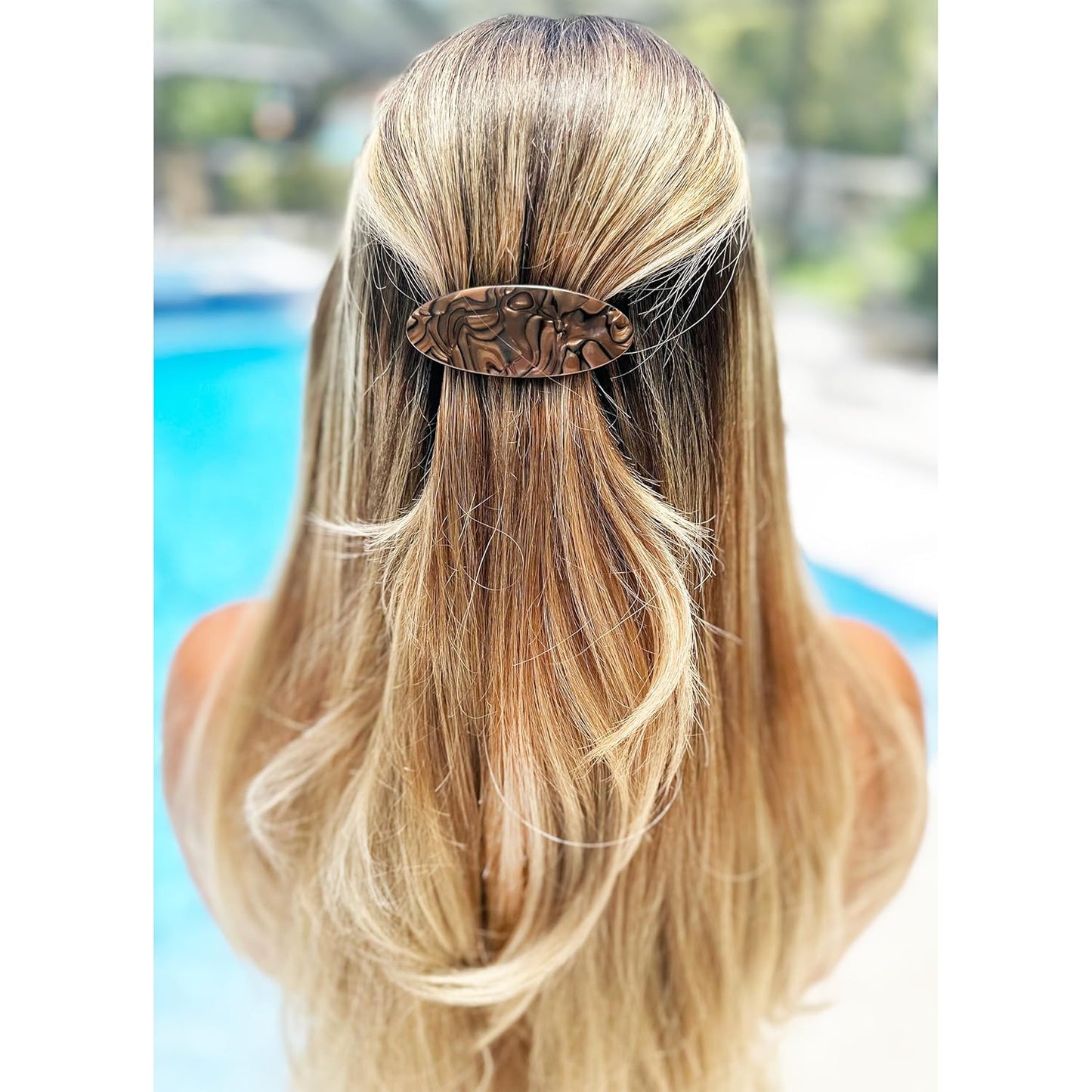 Camila Paris CP3884 French Hair Barrette Clip Handmade Oval Brown, Strong Hold Grip Hair Clips for Women, No Slip Rubberized Metal Closure, Durable Styling Girls Hair Accessories, Made in France