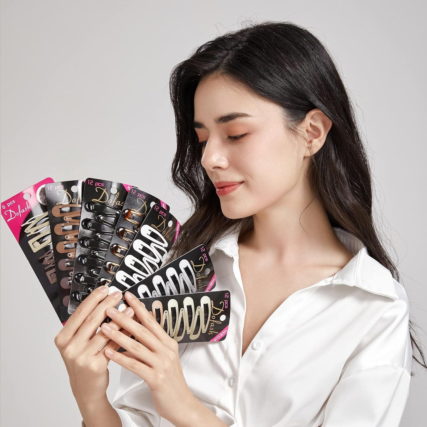 Dofash Double Grips Hair Clips Hair Barrettes Snap Clips Metal Accessories (Black, Brown, Gold)