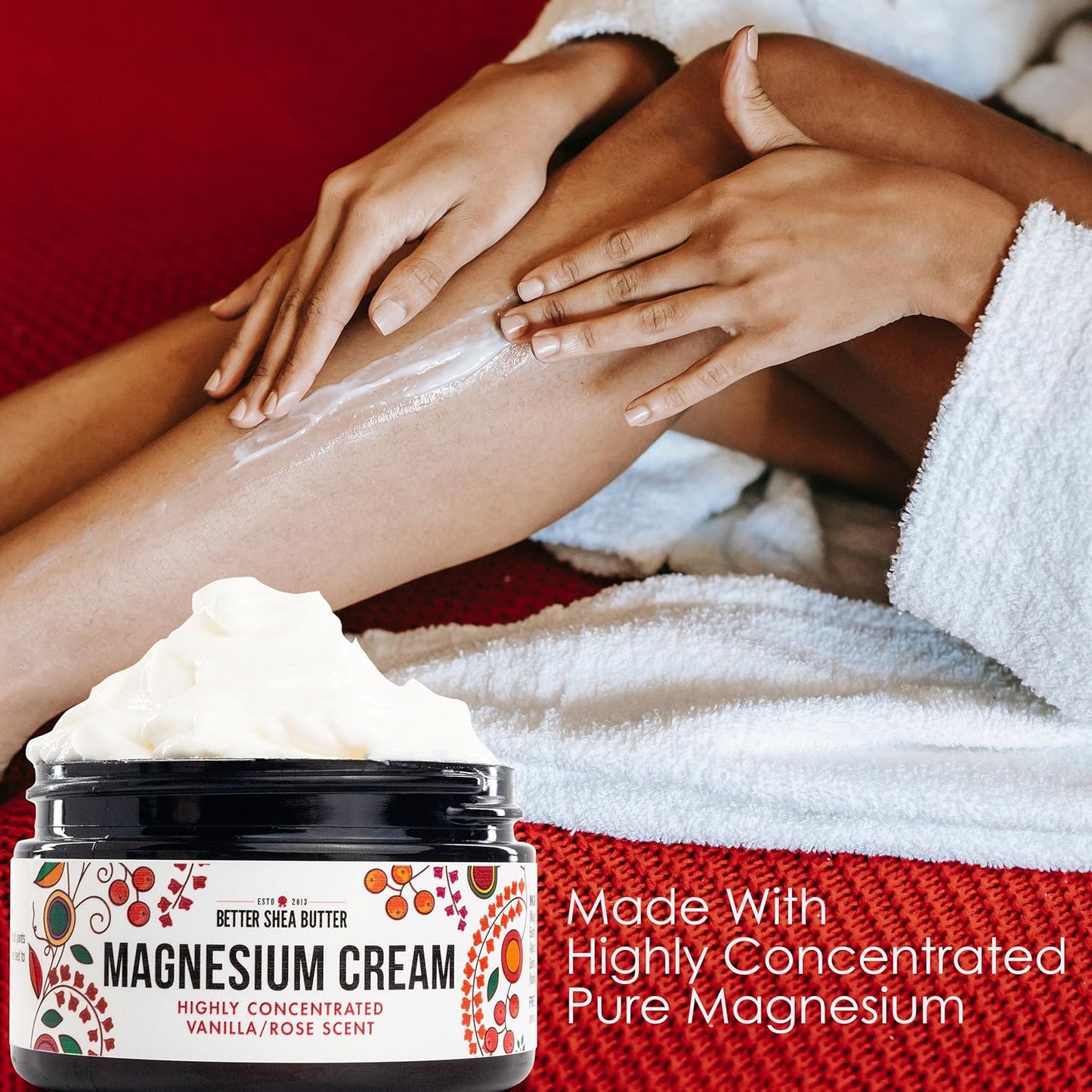 Better Shea Butter Magnesium Lotion for Women | Vanilla Rose | For Pregnancy, Kids & Babies | Relieves Muscle Tension & Leg Cramps | Organic & Natural Ingredients
