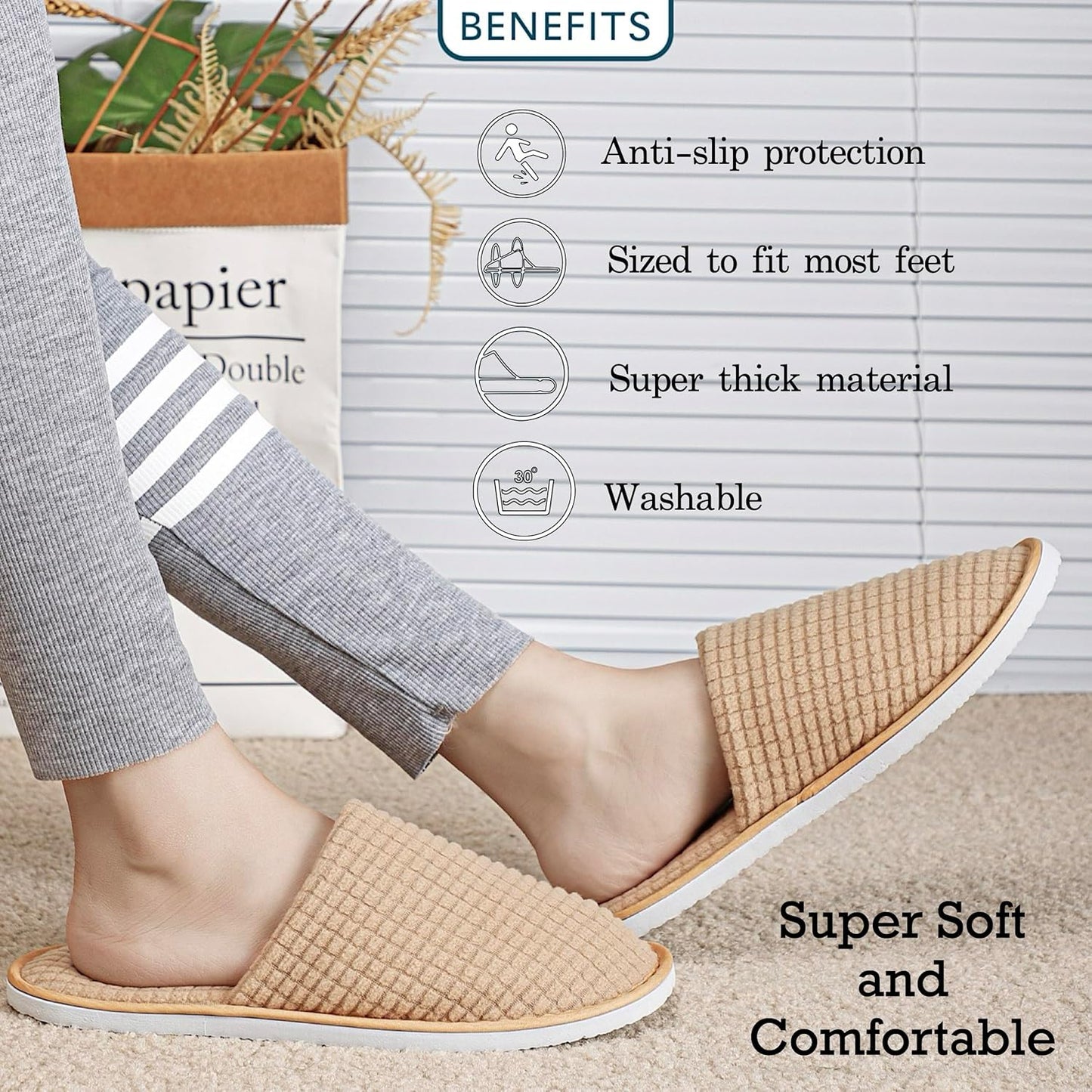 6-10 Pairs Spa Slippers, Non Slip Disposable Slippers For Guest, Washable Reusable, Which Can Be Used As Women Men, House, Indoor, Bathroom, Bedroom, Hotel, Bride Slippers