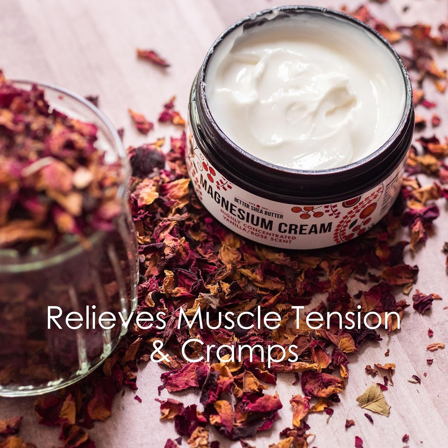 Better Shea Butter Magnesium Lotion for Women | Vanilla Rose | For Pregnancy, Kids & Babies | Relieves Muscle Tension & Leg Cramps | Organic & Natural Ingredients