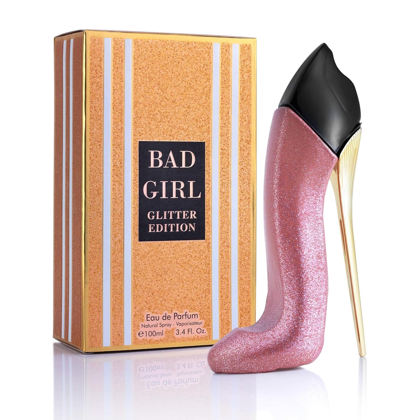 Bad Girl Glitter Edition - Oriental Floral Fragrance For Women - Top Notes of Almond, Coffee, Bergamot & Lemon - Base Scent of Tonka Bean, Cacao, Vanilla, Cashmere & Cinnamon - Elegant 100ml Bottle
