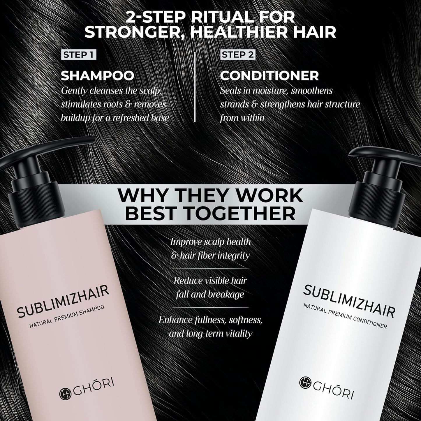 Sublimizhair Herbal Premium Shampoo & Conditioner for Silky Smooth Hair | Detangles, Strengthens Damaged Strands | Deep Hydration & Frizz Control, Nourishing | Sulphate-Free, 500ml/16.9 fl oz
