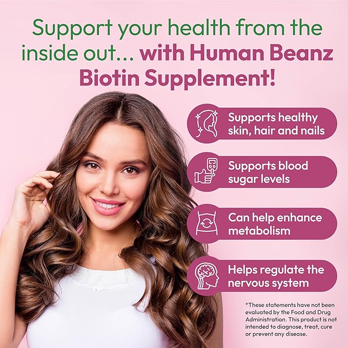 Biotin Jelly Bean Gummy Vitamins, Extra Strength Biotin for Hair, Skin and Nails, 5000mcg per Serving, Hair Growth Vitamins for Men and Women, 120 Strawberry Blast Jelly Beans, Kosher