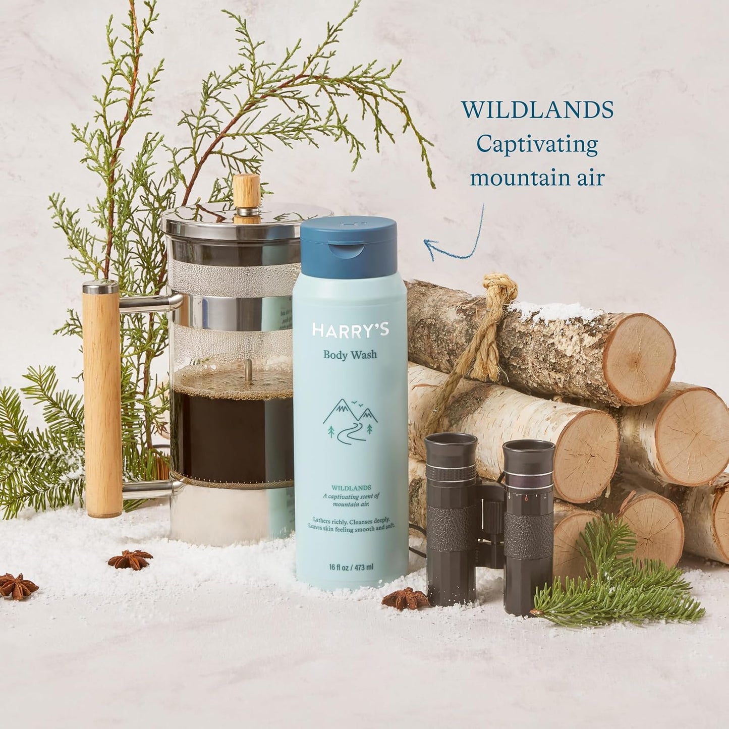 Harry's Body Wash Shower Gel for Men - Wildlands Scent - (3 Pack) 16 fl oz - Sensitive Skin Body Wash - No Parabens, Sulfates, or Dyes