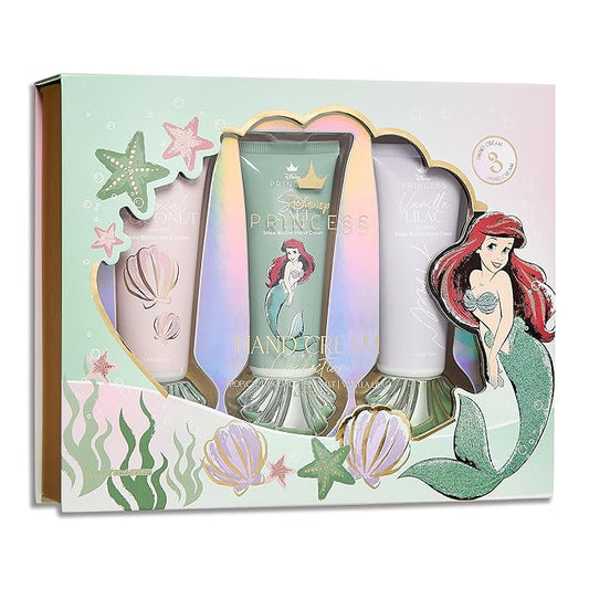 Belle Maison Disney Mermaid Ariel 3pc Hand Cream Set - Tropical Coconut, Sea Salt, Vanilla Lilac Scented, 30 ML / 1.01 FL OZ Each, Hand Cream Set