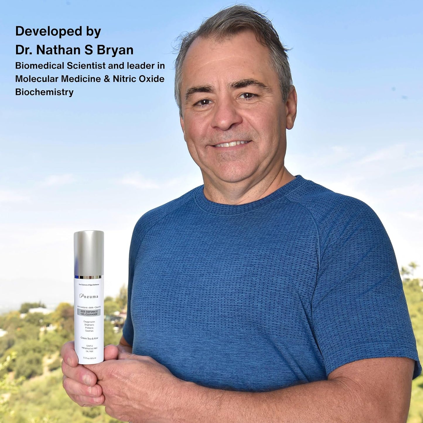 Pneuma Age-Defiance Gel Cleanser with Antioxidant | AHA | Glycolic | Oxygenate, Exfoliate, Protect and Soothes Skin | Gentle Face Cleanser Gel | Green Tea and Aloe