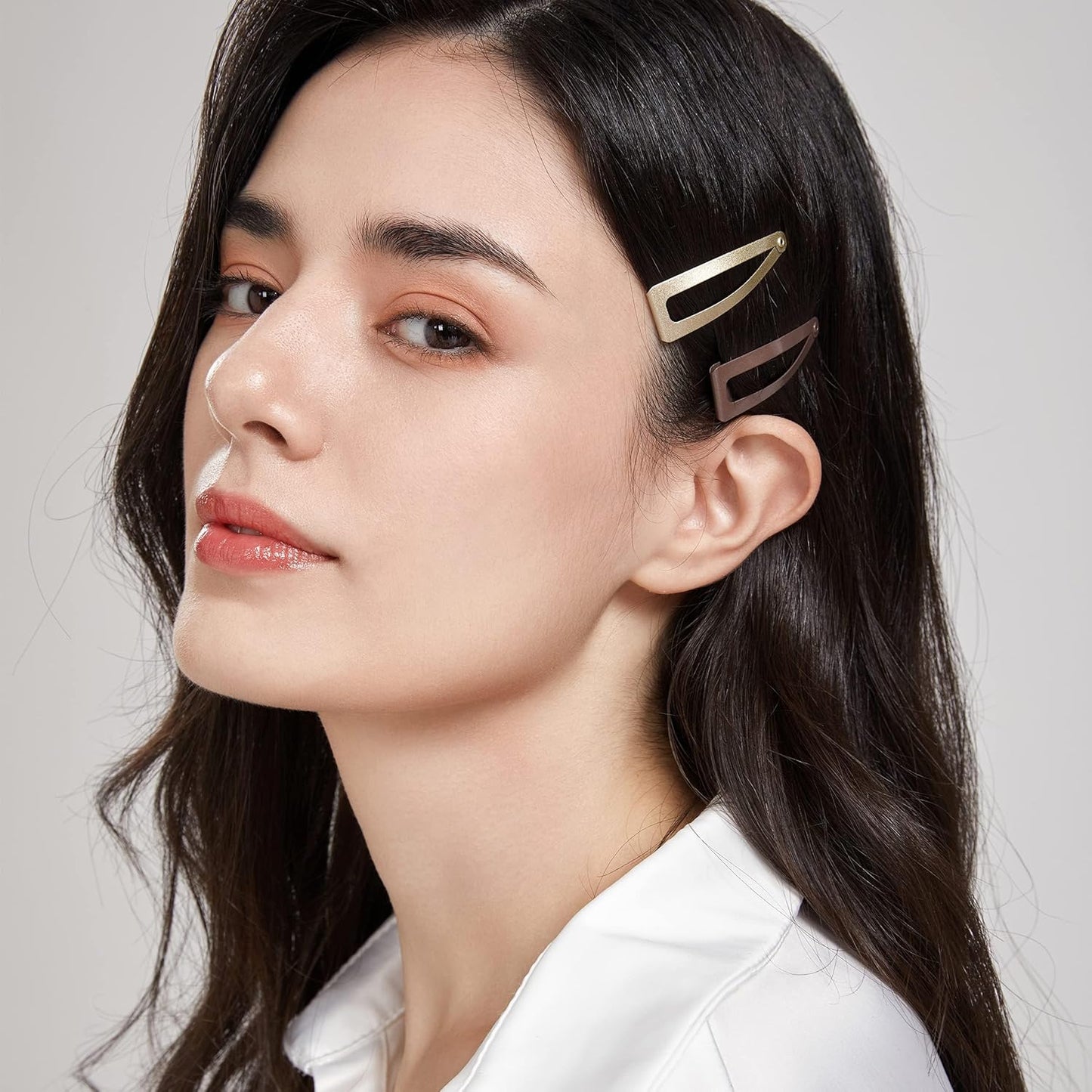 Dofash Double Grips Hair Clips Hair Barrettes Snap Clips Metal Accessories (Black, Brown, Gold)