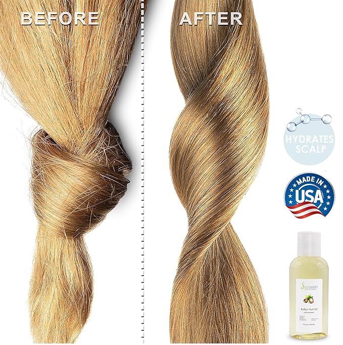 Soapeauty Kukui Nut Oil | 100% Pure & Natural | Cold Pressed | Moisturizing Oil for Skin, Hair, and Soap Making | 2 fl oz