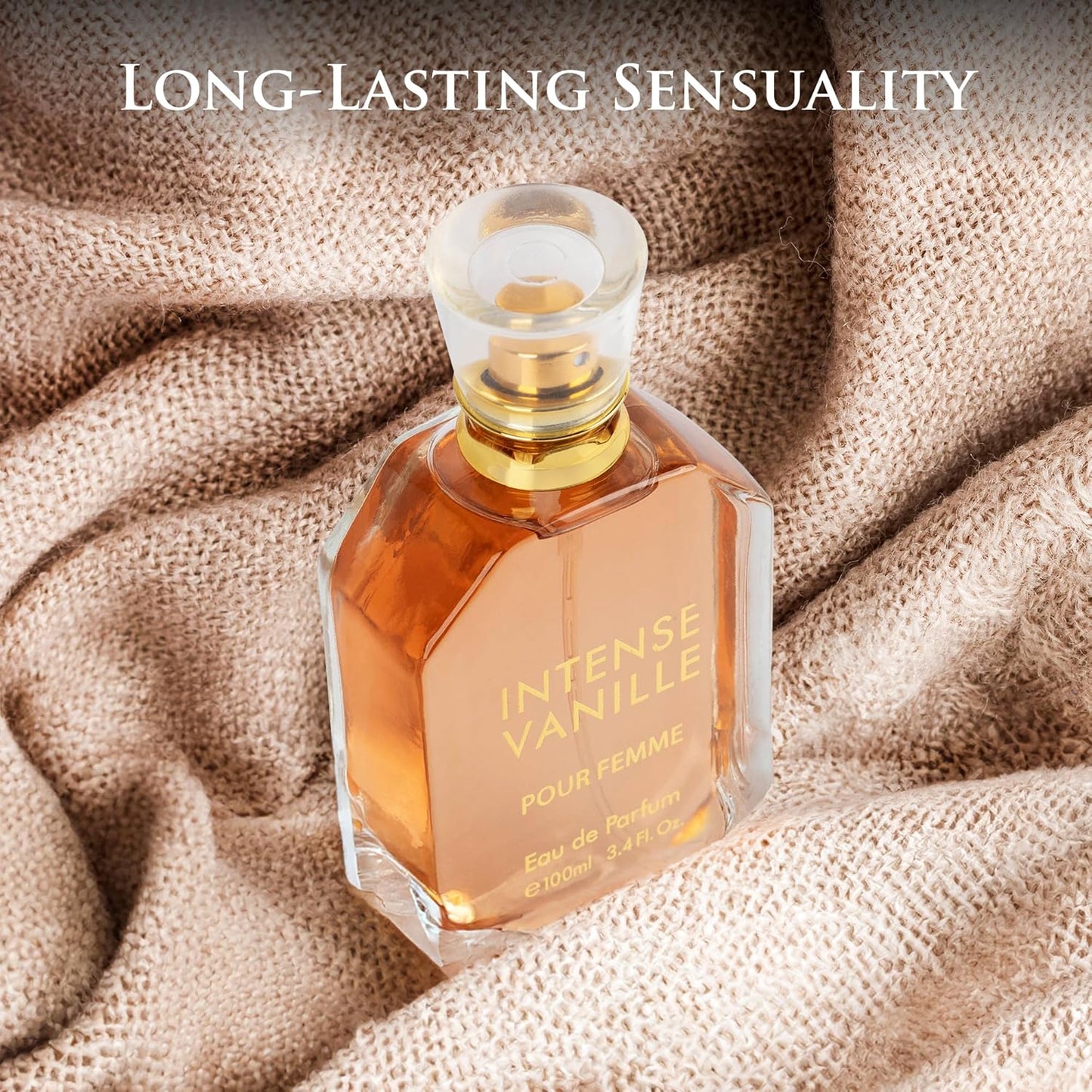 Intense Vanille for Women - Oriental Gourmand Fragrance - Top Notes of Vanilla Orchid & Jasmine Mix with Tonka Bean & Brown Sugar - Base Scents of Amber, Musk, Patchouli & Amberwood, Women Parfume