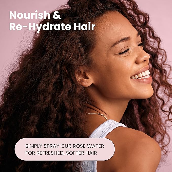 Rose Water Spray for Face & Hair (Refill Size) - Organic USDA Certified Rosewater Facial Toner - Alcohol-Free Makeup Setting Hydrating Face Mist - Anti-Aging Toner Spray - 8 Fl Oz