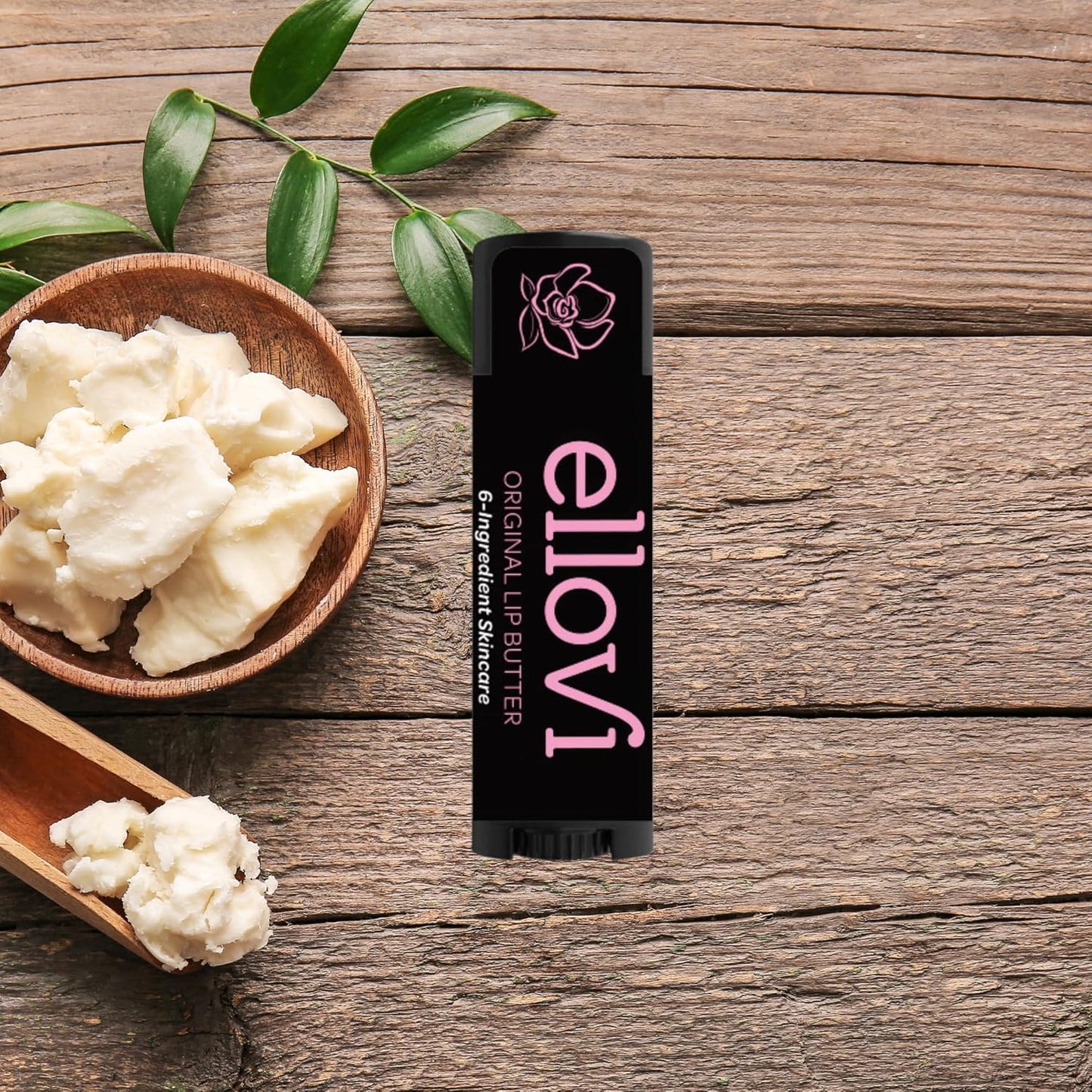 Ellovi Natural Lip Butter Lip Balm - Original - Pure Enough to Eat - Made With Just 6 Vegan Ingredients - 100% Natural & Organic Moisturizing Lip Care for All Day Hydration (Single)