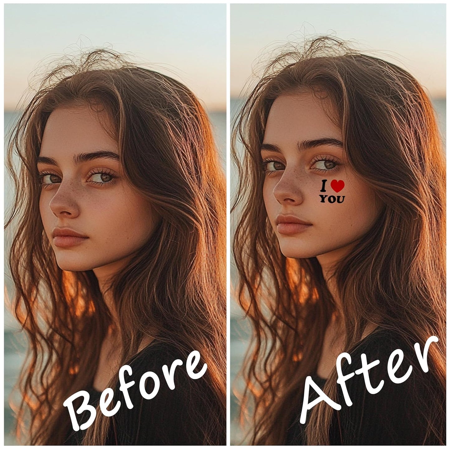 2pcs Makeup Stickers, Waterproof Face Love Heart Temporary Tattoo Stickers, Masquerade Stickers, Wedding Face Makeup Stickers for Women.